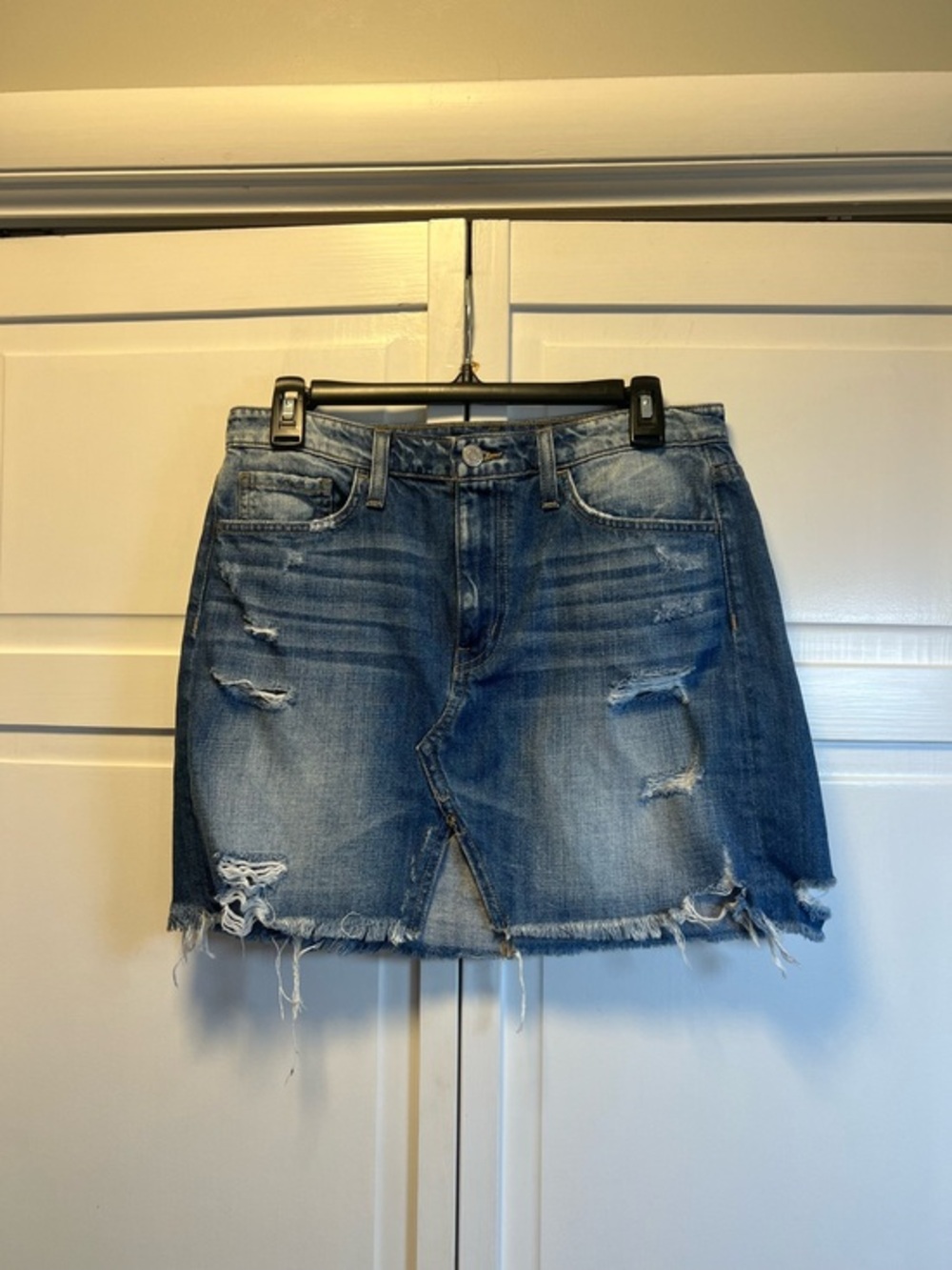 Flying Monkey Distressed Blue Denim Mini Skirt Size 28 Color Blue